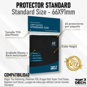 protectores esenciales standard 66x91mm color negro
